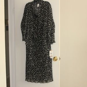 Black and white silk dress